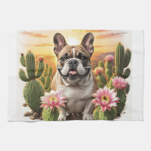 Linge De Cuisine Bouledogue français cactus