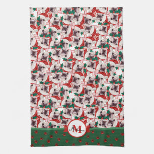 Linge De Cuisine Bouledogue français Frenchie Monogram Noël Chien