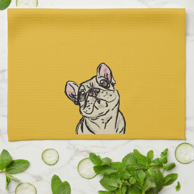 Linge De Cuisine Bouledogue français graffiti (Plié)