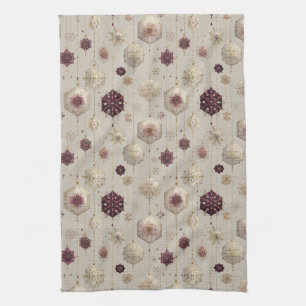 Linge De Cuisine Boules de Noël Élégantes Vintage Rouge-Bourgogne O