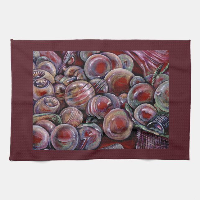 Linge De Cuisine Boules de Noël rouges (Horizontal)