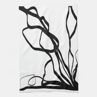 Linge De Cuisine Bouquet Blanc : Abstrait blanc & noir