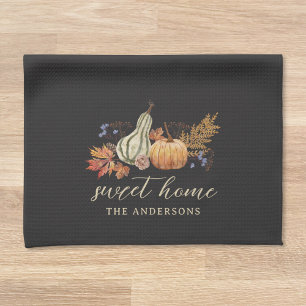 Linge De Cuisine Bouquet Citrouille d'automne Nom de famille