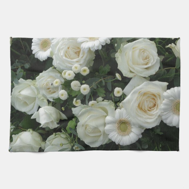 Linge De Cuisine Bouquet de fleurs blanches (Horizontal)