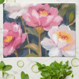 Linge De Cuisine Bouquet de fleurs de pivoines roses aquarelle