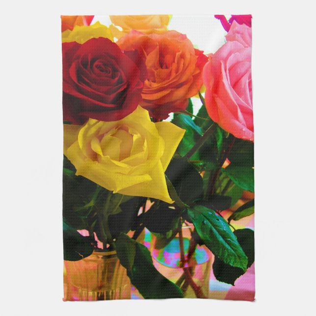 Linge De Cuisine Bouquet de fleurs roses (Vertical)
