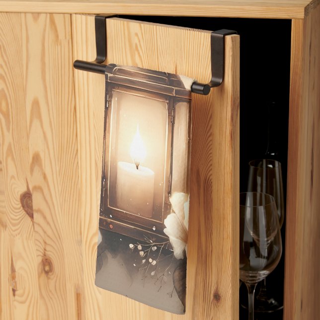 Linge De Cuisine Bouquet de lanterne rose lumineuse (Pliage en tiers)
