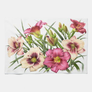 Linge De Cuisine Bouquet de lys jour Rubis