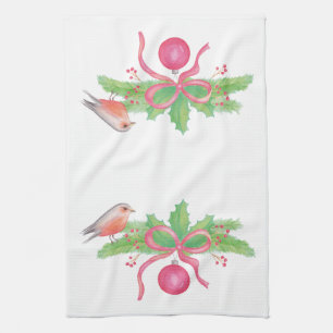 Linge De Cuisine Bouquet de Noël Watercolor