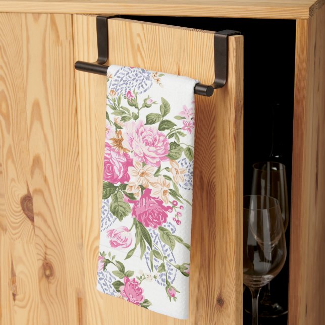 Linge De Cuisine Bouquet de roses roses roses (Pliage en tiers)