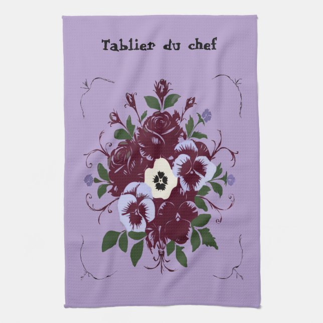 Linge de Cuisine Bouquet de Violettes (Vertical)