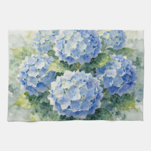Linge De Cuisine Bouquet d'hortensias bleus à l'aquarelle