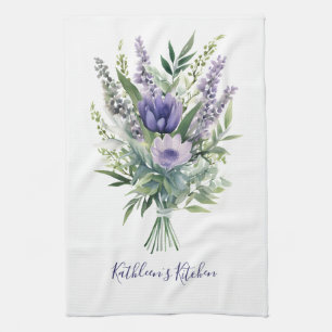 Linge De Cuisine Bouquet floral de fleurs de lavande violettes verd