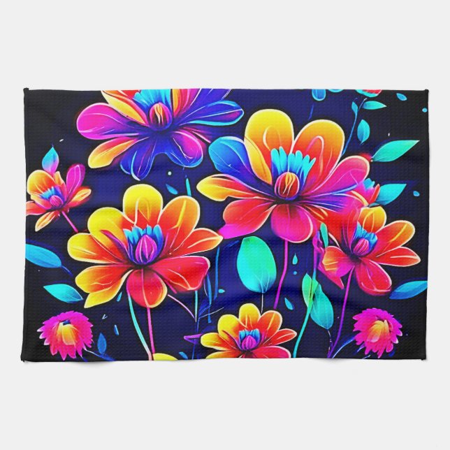 Linge De Cuisine Bouquet floral vif (Horizontal)