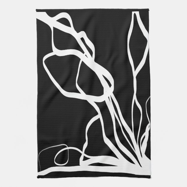 Linge De Cuisine Bouquet Noir : Abstrait noir et blanc (Vertical)
