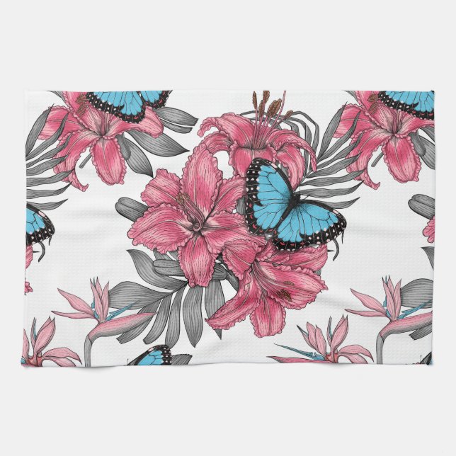 Linge De Cuisine Bouquet tropical (Horizontal)