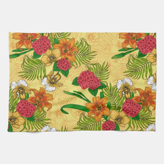 Linge De Cuisine Bouquet tropical (Horizontal)