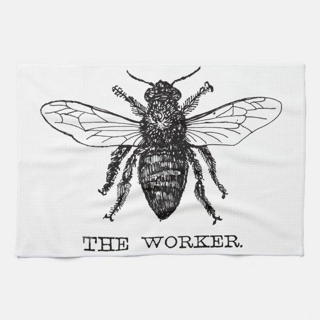 Linge De Cuisine Bourdon noir ouvrier abeille miel (Horizontal)