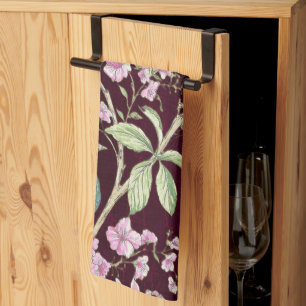 Linge De Cuisine Bourgogne Chinoiserie paon floral