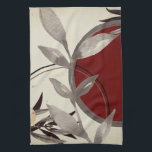 Linge De Cuisine Bourgogne et crème Feuilles de l'aquarelle artisti<br><div class="desc">Ajoutez une touche d'élégance à votre cuisine grâce à cette serviette de cuisine design à imprimé botanique. Cette serviette à main moderne présente une aquarelle artistique dans une palette de couleurs crème, bordeaux et grèges avec une feuille d'aquarelle zen et une composition géométrique en cercle avec des tons gris et...</div>