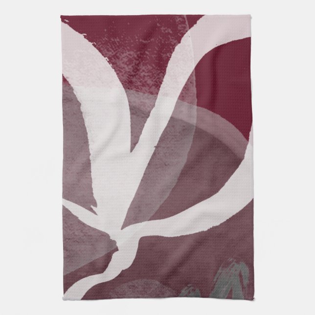 Linge De Cuisine Bourgogne Gris & Blanc Aquarelle Abstraite (Vertical)