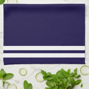 Linge De Cuisine Boussole nautique blanche tendance sur fond bleu m