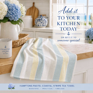 Linge De Cuisine Boutique de rayures côtières pastel des Hamptons