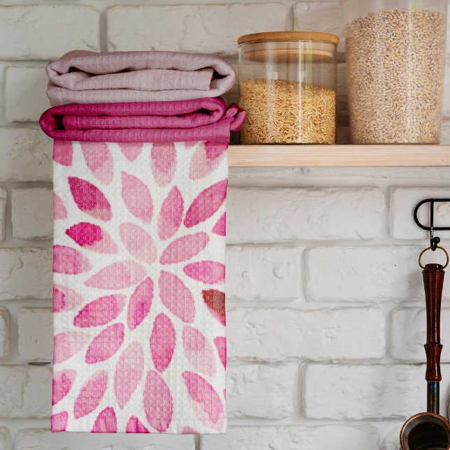 Linge De Cuisine Boutons de brosse couleur aquarelle - palette rose (Créateur téléchargé)