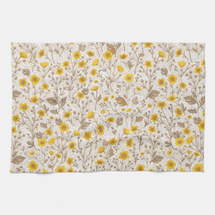 Linge De Cuisine Boutons jaunes et bruns