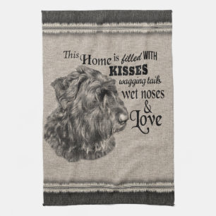 Linge De Cuisine Bouvier des Flandres Portrait vintage mignon