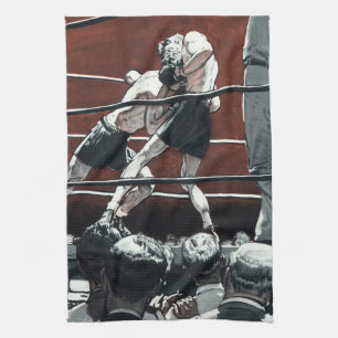 Linge De Cuisine Boxe de sports vintages, Boxers combattent dans la