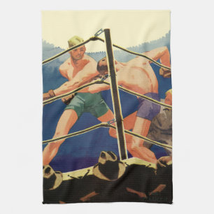 Linge De Cuisine Boxe vintage, Boxers pendant un match