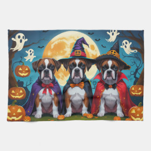Linge De Cuisine Boxer Chiens Citrouille Halloween Funny