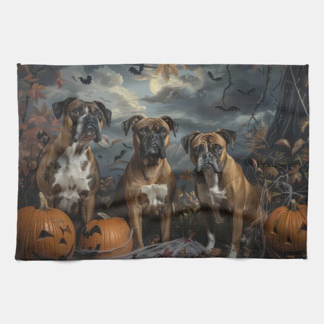 Linge De Cuisine Boxer Halloween Night Doggy Délice (Horizontal)