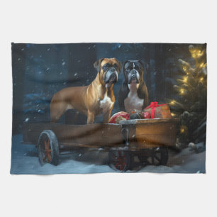 Linge De Cuisine Boxer Snowy Sleigh Décor de Noël