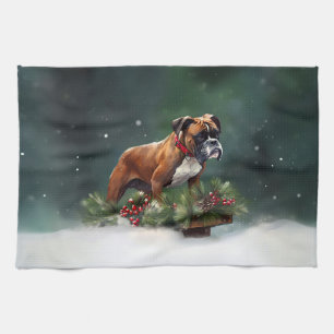 Linge De Cuisine Boxeur Noël neige hiver