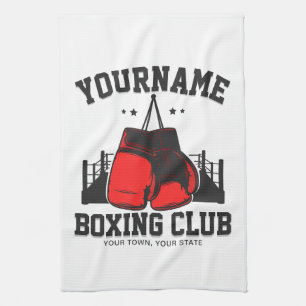 Linge De Cuisine Boxeur Pro AJOUTER NOM Gants Rouges Boxe sur Ring 