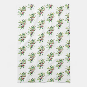 Linge De Cuisine Branche d'olive aquarelle