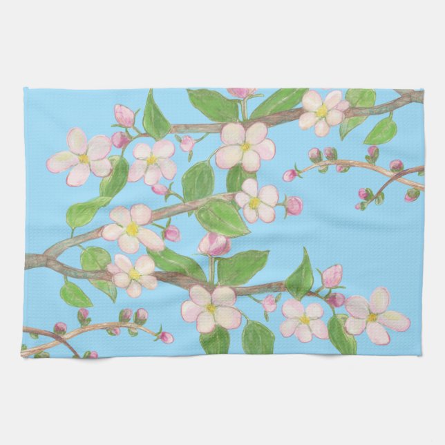 Linge De Cuisine Branche en floraison de l'arbre Apple Sky Blue (Horizontal)