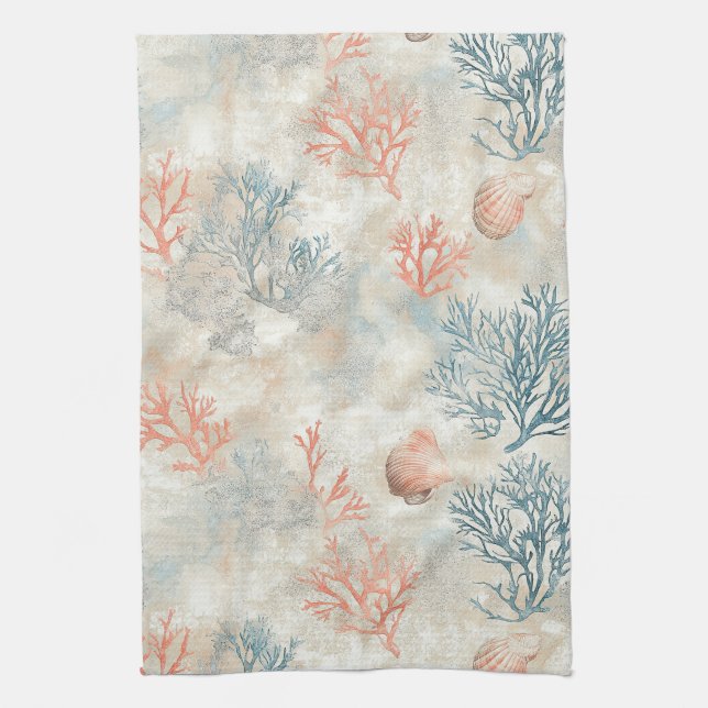 Linge De Cuisine Branches de corail sophistiquées - Coquillage doux (Vertical)