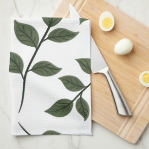 Linge De Cuisine Branches de feuillage avec des feuilles vertes sur