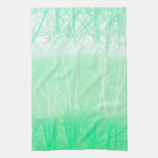 Linge De Cuisine Branches de Menthe Verte Brumeuse Givrée (Vertical)