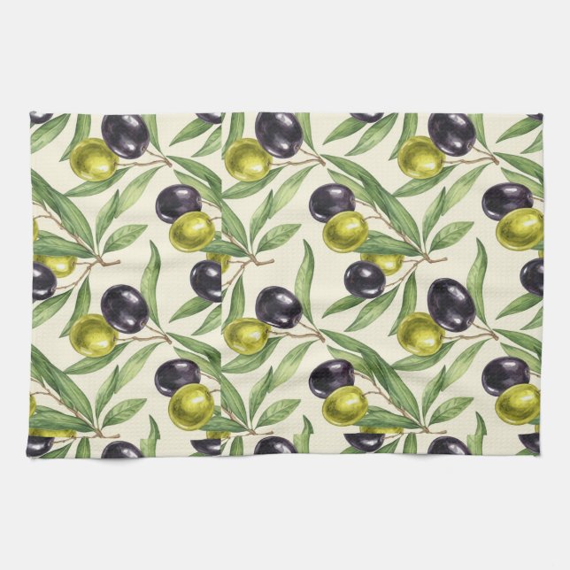 Linge De Cuisine Branches et olives par Natasha Us (Horizontal)