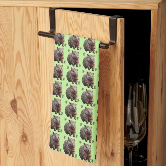 Linge De Cuisine Brickwork Burrow : Une toile verte de Wombat, (Pliage en tiers)