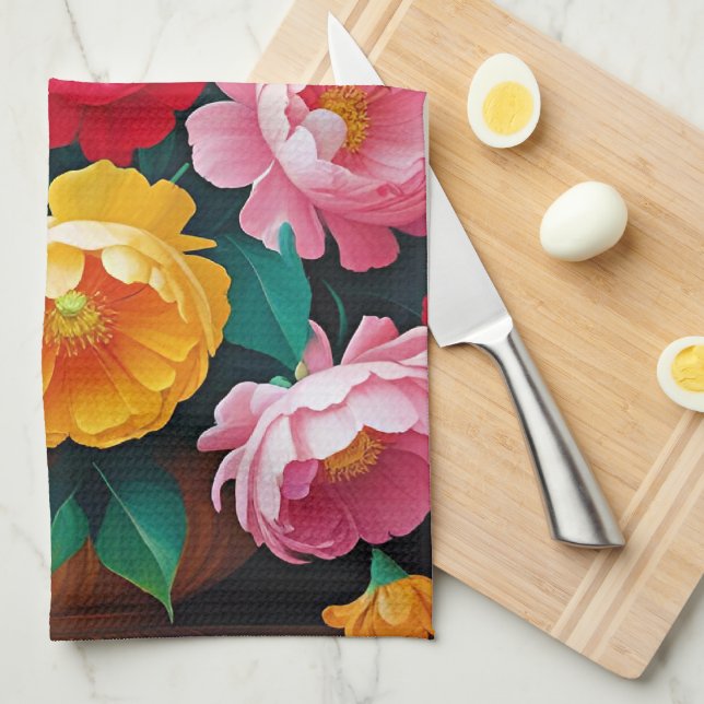Linge De Cuisine Bright and colorful roses (Quart Plié)