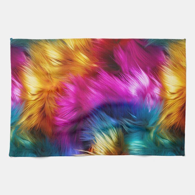 Linge De Cuisine Bright Rainbow fausse texture de fourrure monstre (Horizontal)