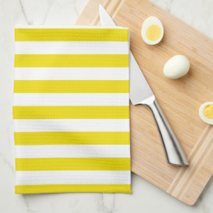 Linge De Cuisine Bright Yellow Stripes Citron Citrus Slices Monogra