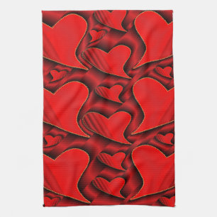 Linge De Cuisine brillant, amour, cœur, rouge, valentin, romantique