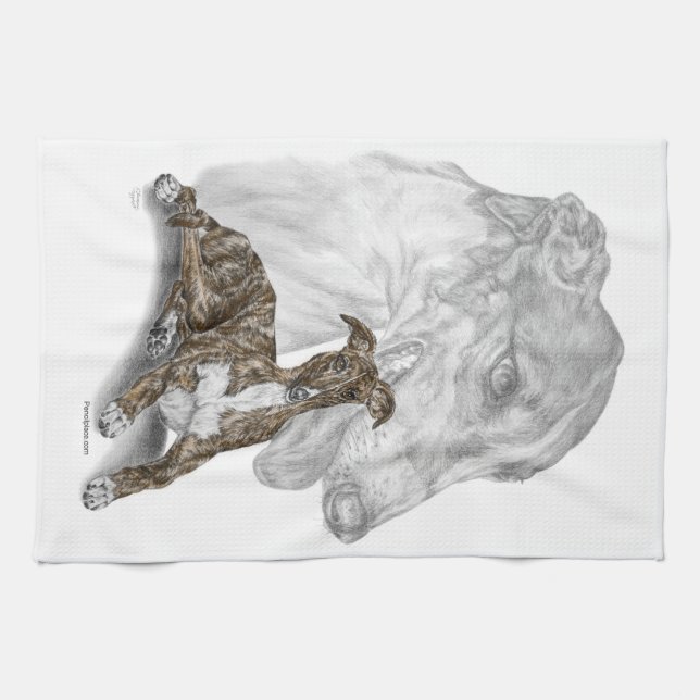Linge De Cuisine Brindle Greyhound Chig Art (Horizontal)