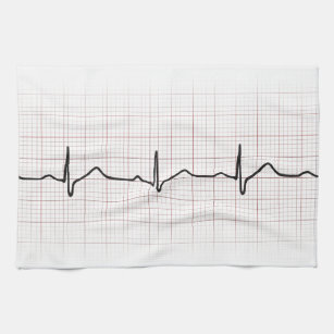 Linge De Cuisine Brise cardiaque EKG sur papier graphique, pouls Ph